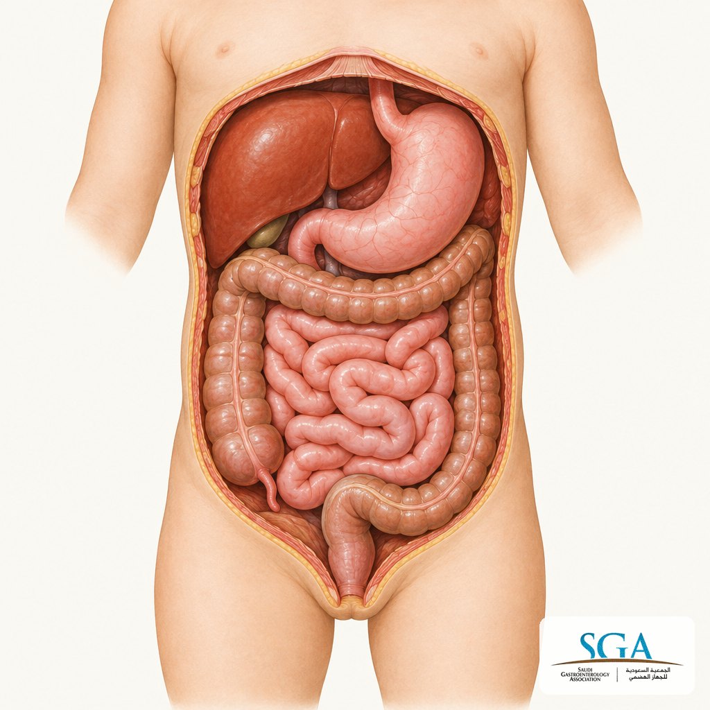 Illustration of a child's digestive organs