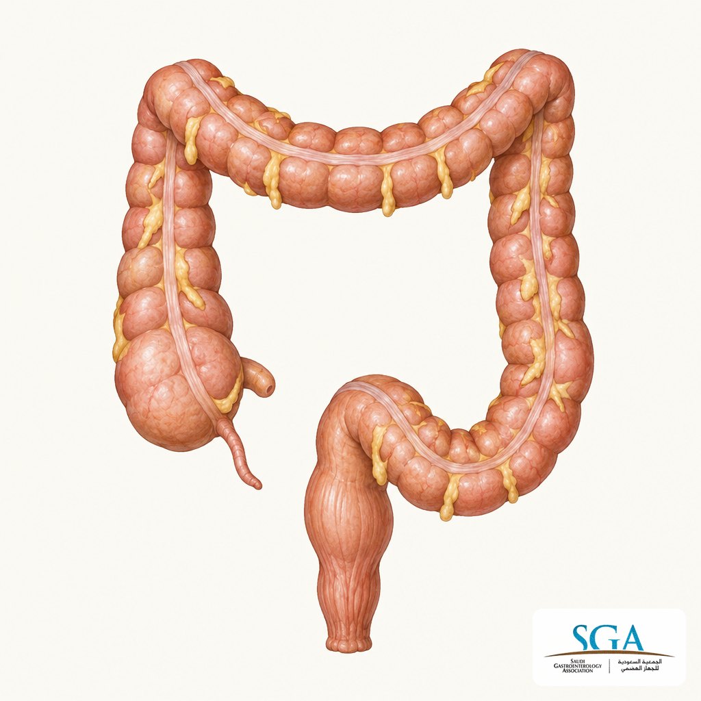 Illustration of the large intestine (colon)