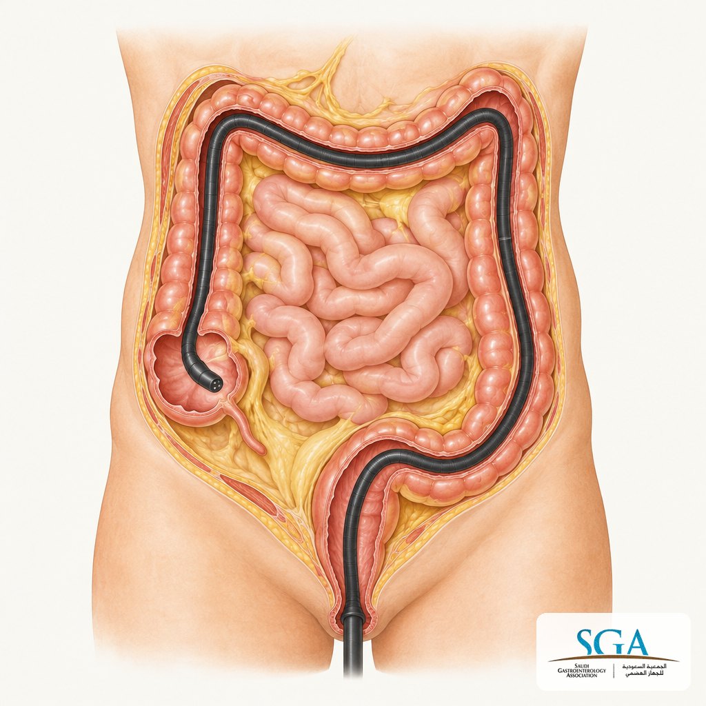 Illustration of a colonoscopy