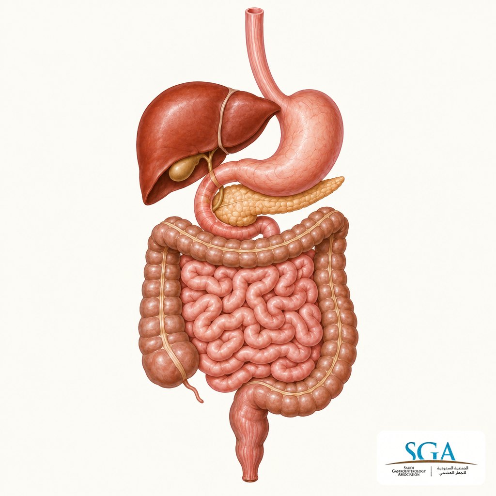 Illustration of the whole digestive tract