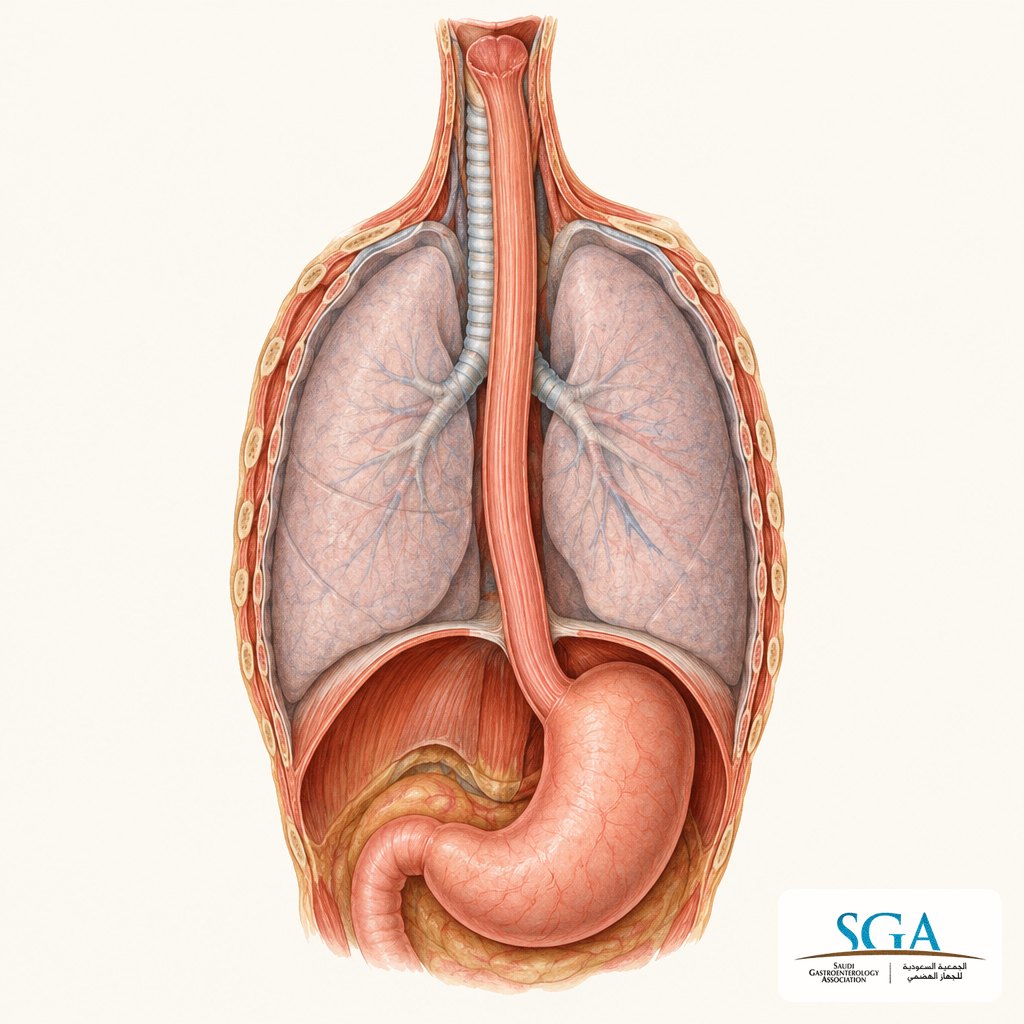 Illustration of the oesophagus (food pipe)