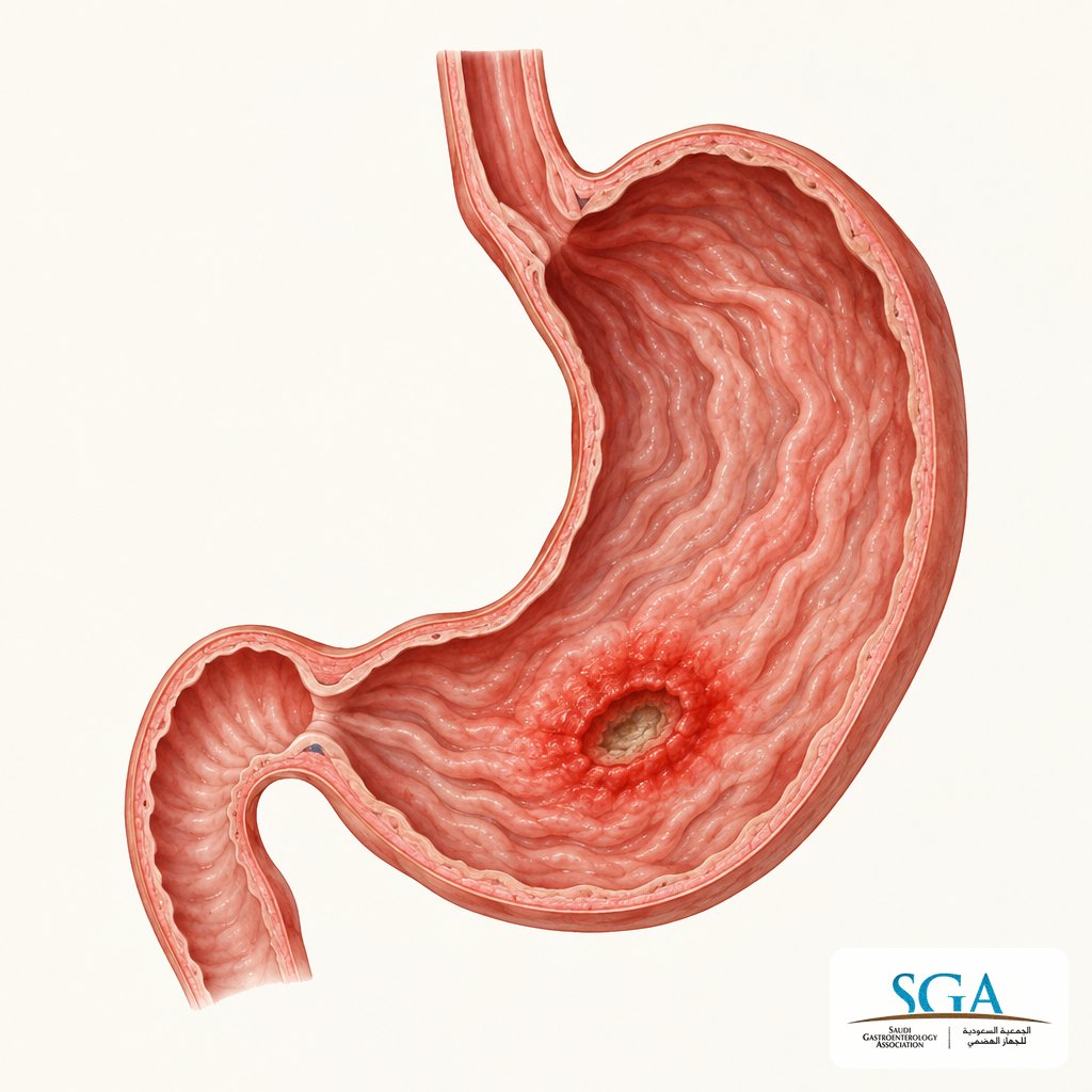 Illustration of a stomach ulcer